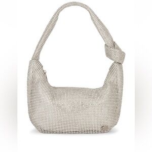 Olga Berg Jessica Soft Crystal Mesh Croissant Bag